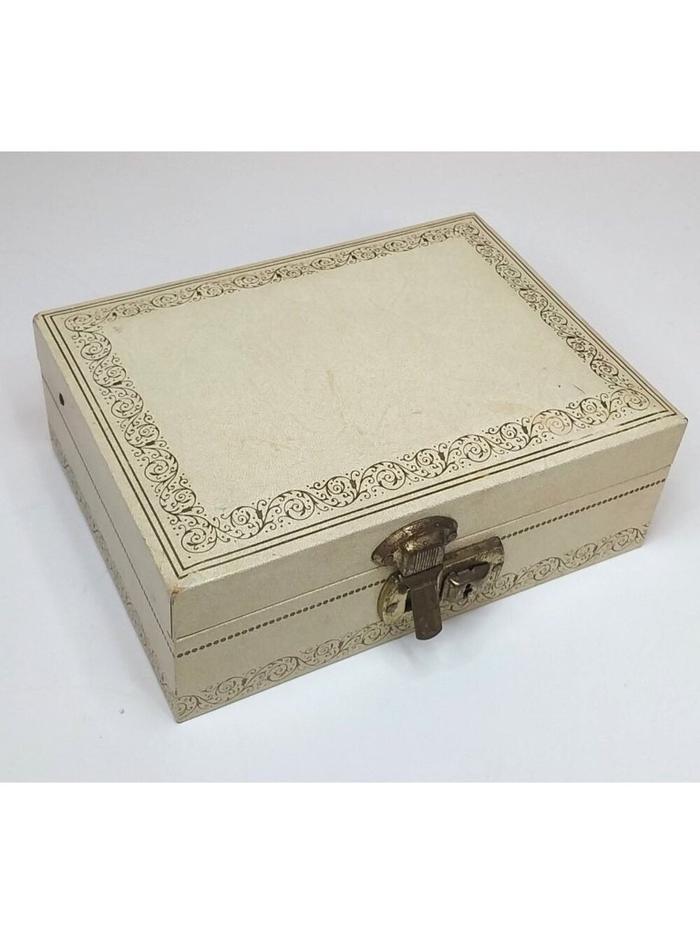 Vintage Mele White Tiered Jewelry Box Red Velvet Lining & Keys